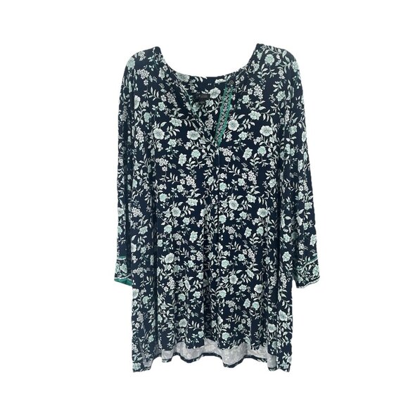 J Jill Wearever Collection Navy Blue Floral Blouse Top 3/4 Sleeve Sz 4X - Picture 1 of 6
